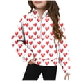 thumbnail image 1 of SERTG Girls Valentines Half Zip Sweatshirt Hoodless Stand Collar Thumbhole Cuffs Kids Long Sleeve Casual Pullover Everyday Top(Red#1,11 Years), 1 of 5