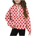 thumbnail image 1 of SERTG Girls Valentines Half Zip Sweatshirt Hoodless Stand Collar Thumbhole Cuffs Kids Long Sleeve Casual Pullover Everyday Top(Red#5,13 Years), 1 of 5