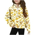 thumbnail image 1 of SERTG Girls Valentines Half Zip Sweatshirt Hoodless Stand Collar Thumbhole Cuffs Kids Long Sleeve Casual Pullover Everyday Top(Yellow#5,11 Years), 1 of 5