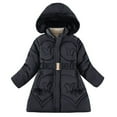 thumbnail image 1 of SERTG Girls Winter Bow Print Coat with Faux Hood Thermal Padded Long Sleeve Comfortable Outerwear for Kids 5-11 Years(Black,7-8 Years), 1 of 5