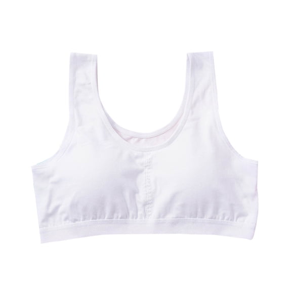 SERTG Girls Wire-Free Training Bra Lightly Lined Cotton Breathable Solid Color School Daily Vest Underwear Comfort Bralette(White,13-14 Years)