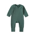 thumbnail image 1 of SERTG Infant Long Sleeve Bodysuit Ribbed Zipper Spring Summer Lightweight Comfort Everyday Rompers Baby One-Piece Garment(Green,6-9 Months), 1 of 7