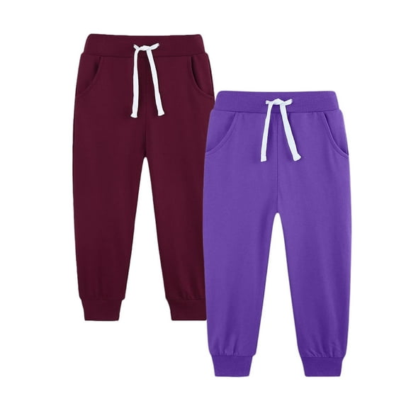 SERTG Kids 2 PC Set Pants Solid Color Fall Winter Soft Warm Casual Sanitary Pants Ankle Binding Outwear Sports Pants for Children 5-14 Years(Coffee,7 Years)
