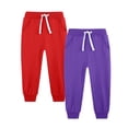 thumbnail image 1 of SERTG Kids 2 PC Set Pants Solid Color Fall Winter Soft Warm Casual Sanitary Pants Ankle Binding Outwear Sports Pants for Children 5-14 Years(Hot Pink,9 Years), 1 of 8