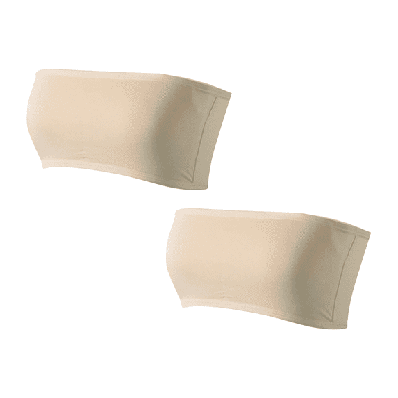 SERTG Kids 2 PC Strapless Bra Unpadded Stretch Cotton Seamless Solid Color Comfort Casual Fit Wear Support Undergarment Girls Tube Top