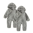 thumbnail image 1 of SERTG Kids 2-Piece Full Outfit with Cute Bear Ears Hooded Set Snug Warmth Fall Winter Outfit for Infants 0-24 Months(Gray,0-3 Months), 1 of 9