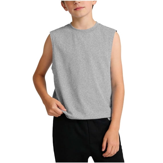 SERTG Kids Basic Wide Strap Tank Top Soft Sleeveless Casual Tee Kids Solid Color Summer Comfort Breathable Tops