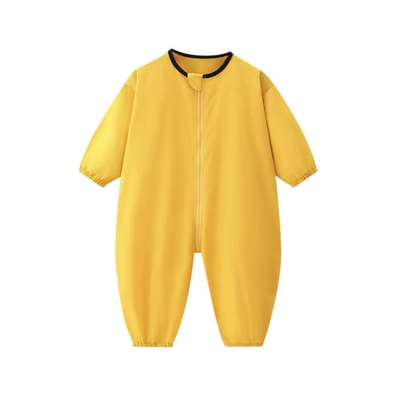 SERTG Kids Bodysuit Coverall Play Long Sleeve Solid Color Fall Winter Indoor Outdoor Onesie Outfit for Infants 0-4 Years(Yellow,2 Years)
