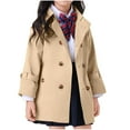 thumbnail image 1 of SERTG Kids British Style Trench Coat Open Front Long Sleeve Casual Fall Outerwear Jacket for Boys Girls 1-13 Years(Khaki,12-13 Years), 1 of 5