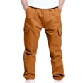 thumbnail image 1 of SERTG Kids Cargo Pants with Multiple Pockets and Drawstring Casual Fall Winter Sweatpants Comfortable Activewear Pants for Children 3-14 Years(Orange,10 Years), 1 of 8