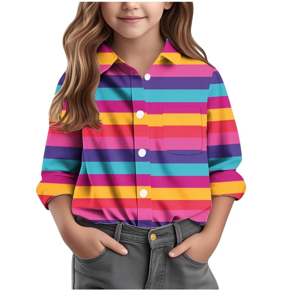 SERTG Kids Checkered Striped Shirt Long Sleeve Collared Spring Summer Fall Regular Fitted Playing Outerwear for Children 3-16 Years(Multicolor,9 Years)