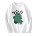 thumbnail image 1 of SERTG Kids Child Cute Print Long Sleeve T Shirts Children's Base Shirt Solid Color Spring Fall Tops Crewneck Tees for Children 2-12 Years(White#1,11 Years), 1 of 3