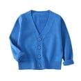 thumbnail image 1 of SERTG Kids Child and Child V Neck Cardigan Sweater School Toddler Long Sleeve Button Fleece Knit Solid Color Outwear Tops 2-12Years(Blue,3-4 Years), 1 of 5