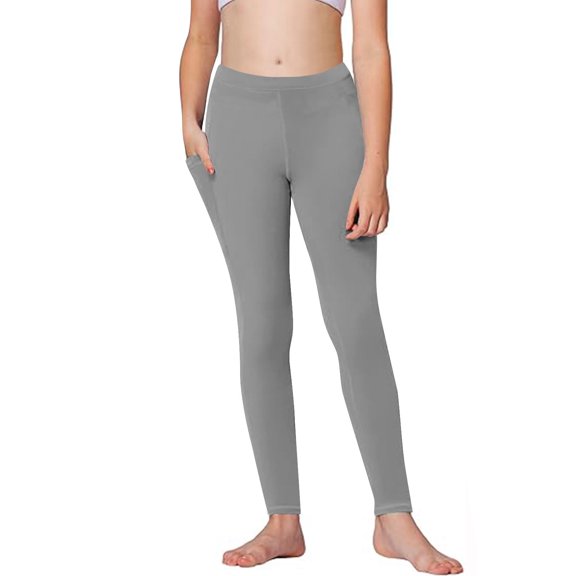 SERTG Kids Comfortable Solid Color Leggings Four Season Casual Tight Slim Pants with Pockets for Children 2-13 Years(Gray,8 Years)