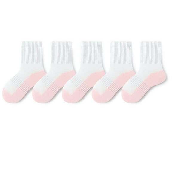 SERTG Kids Crew Socks Solid Color Winter Thickened Warmth Soft Running Socks Wicking Everyday Thermal Wear Non-Slip Kids Socks(Pink,9-12 Years)