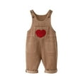 thumbnail image 1 of SERTG Kids Cute Print Corduroy Overalls Bodysuit Trousers with Pocket Spring Summer Lightweight Outfit Pants(Khaki#1,5-6 Years), 1 of 6