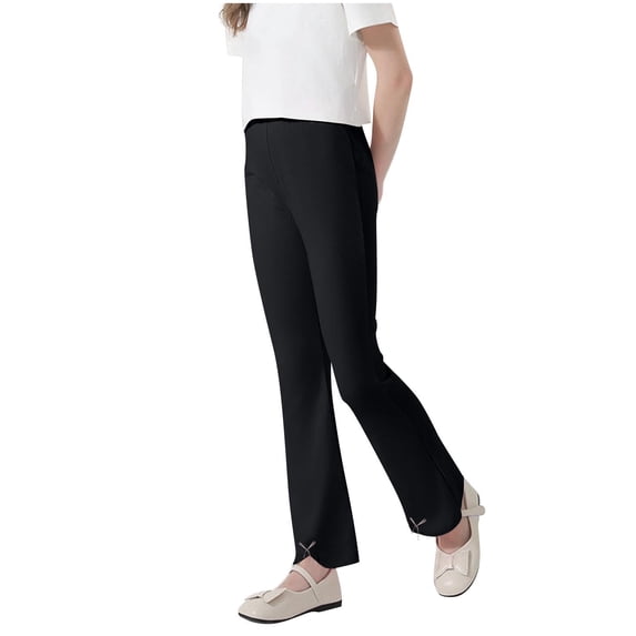 SERTG Kids Fall Winter Thermal Base Layer Pants Solid Color Casual Sport Wearable Comfortable Soft Trousers for Boys and Girls 2-8 Years(Black#1,5 Years)