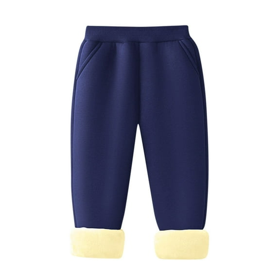 SERTG Kids Fall Winter Thermal Base Layer Pants Solid Color Casual Sport Wearable Comfortable Soft Trousers for Boys and Girls 2-8 Years(Dark Blue#1,3 Years)