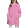 thumbnail image 1 of SERTG Kids Fashion Hooded Dress Long Sleeves Pullover Hoodie Fall Winter Casual Skirt with Pockets for Children 5-14 Years(Pink,13 Years), 1 of 9