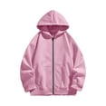 thumbnail image 1 of SERTG Kids Fashion Oversized Zip Solid Color Tops Casual Long Sleeves Hooded Fall Winter Sweatshirts Jackets with Pockets for Children 9-14 Years(Pink#1,4 Years), 1 of 9