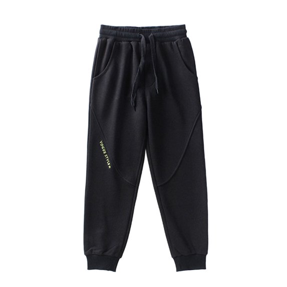SERTG Kids Fashion Pants Fall Winter Solid Color Loose Casual Knitted Pants Daily Sports Pants for Children 5-14 Years(Black,7 Years)