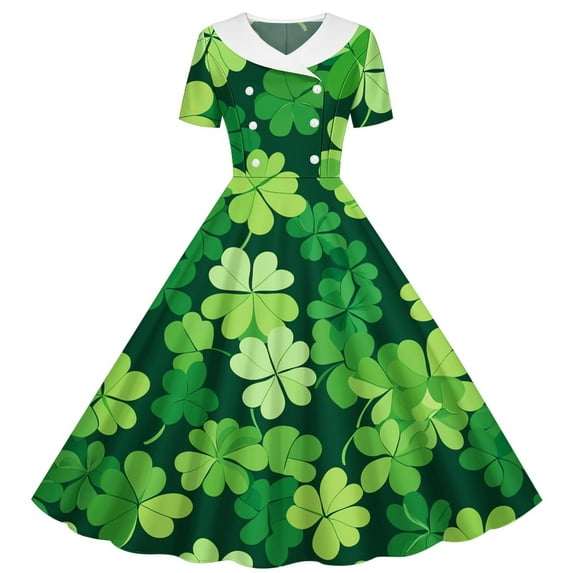 SERTG Kids Girls Irish Holiday Dress Short Sleeve Stretch A-Line Skater Style School Performance Twirl Comfort Fit Celebration Party Garment(Black,12-13 Years)