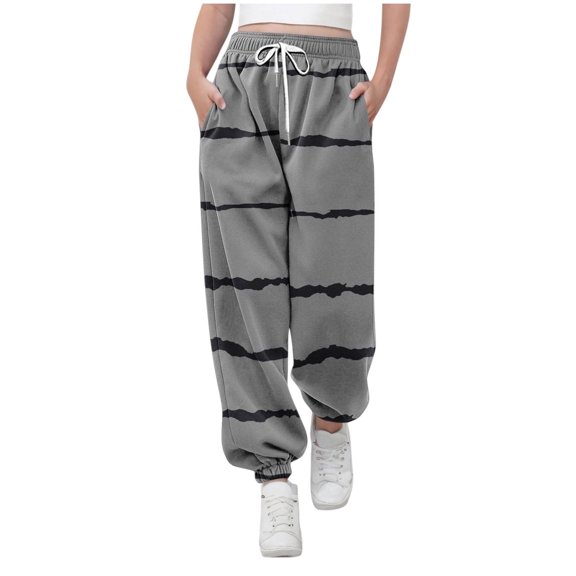 SERTG Kids Gradient Print Pants Fall Winter Soft Loose Elastic Waist Cuff Ankle Pull Trousers with String Pocket for Children 3-14 Years(Gray,3 Years)