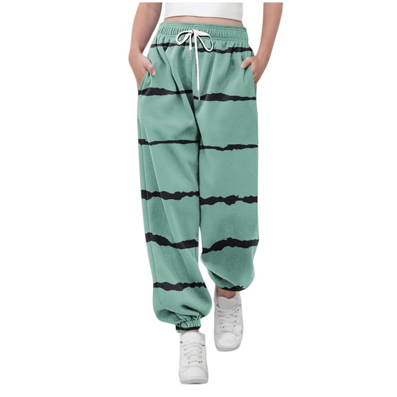 SERTG Kids Gradient Print Pants Fall Winter Soft Loose Elastic Waist Cuff Ankle Pull Trousers with String Pocket for Children 3-14 Years(Green#3,3 Years)