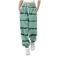 thumbnail image 1 of SERTG Kids Gradient Print Pants Fall Winter Soft Loose Elastic Waist Cuff Ankle Pull Trousers with String Pocket for Children 3-14 Years(Green#3,5 Years), 1 of 7