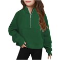 thumbnail image 1 of SERTG Kids Half Zip Pullover Sweatshirt Solid Color Stand Collar Long Sleeve Thumb Hole Cuff Comfortable Fall Winter Warm Casual Tops with Pockets for Children 3-14 Years, 1 of 4