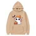 thumbnail image 1 of SERTG Kids Halloween Print Hooded Sweatshirt Fashion Loose Casual Printed Long Sleeved with Pockets Top for Children 2-13 Years(Khaki,9-10 Years), 1 of 3