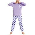 thumbnail image 1 of SERTG Kids Heart Print Homewear Set Long Sleeve Top and Pants with Pockets Unisex Spring Fall Winter Comfortable Soft Two-Piece Outfit(Purple,11 Years), 1 of 8