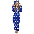 thumbnail image 1 of SERTG Kids Heart Print Hooded with Cute Bear Ears Double-Sided Fleece Fall Winter Zipper Front One-Piece Outfit Jumpsuit(Blue#2,11-12 Years), 1 of 5