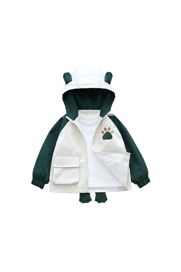 Kids Hooded Jacket Lightweight Long Sleeve Spring Casual Zippered Athleisure Outerwear Top for Children 3 Months-8 Years(Army Green,9 Months)