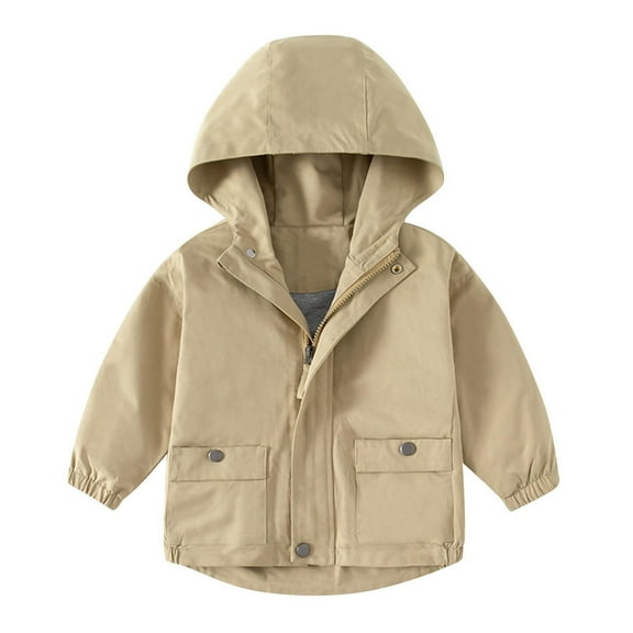 SERTG Kids Hooded Sweatshirt Jacket Long Sleeve With Pockets Comfy Loose Fitted Fall Winter Casual Outerwear Top for Boys Girls 2-10 Years(Khaki,9 Years)