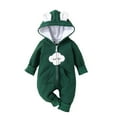 thumbnail image 1 of SERTG Kids Infant Bodysuit Hooded Coverall Cloud Print Fall Winter Long Sleeve Cozy Bodysuit for Children 0-18 Months(Green,3 Months), 1 of 6