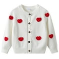 thumbnail image 1 of SERTG Kids Knit Cardigan Sweater Embroidered Hearts Long Sleeve Open Front Fall Winter Thermal Cozy Top Outerwear(Pink,1-2 Years), 1 of 7