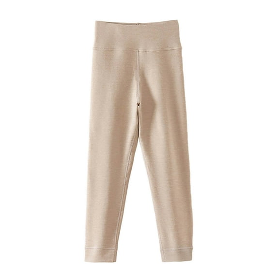 SERTG Kids Leggings Fall Winter Solid Color Pants Soft Thick Pants Elastic Waist Leg Beating Pants for Children(Khaki,8-9 Years)