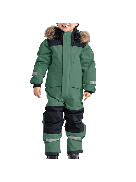 Kids One-Piece Ski Suit Set Waterproof Windproof Thermal Insulated Winter Snow Play Fleece-Lined Warm Outdoor Snowsuit Coat and Jumpsuit Set(Mint Green#2,8 Years)