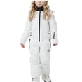 thumbnail image 1 of SERTG Kids One-Piece Ski Suit Set Waterproof Windproof Thermal Insulated Winter Snow Play Fleece-Lined Warm Outdoor Snowsuit Coat and Jumpsuit Set(White#2,6-7 Years), 1 of 7