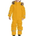 thumbnail image 1 of SERTG Kids One-Piece Ski Suit Set Waterproof Windproof Thermal Insulated Winter Snow Play Fleece-Lined Warm Outdoor Snowsuit Coat and Jumpsuit Set(Yellow#1,12-13 Years), 1 of 5