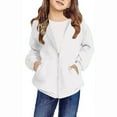 thumbnail image 1 of SERTG Kids Oversized Sweatshirts Full Zip Solid Color Hoodie Fall Winter Long Sleeve Pocket Casual School Tops for Children 4-12 Years(White,5 Years), 1 of 8
