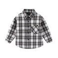 thumbnail image 1 of SERTG Kids Plaid Button Down Shirt Long Sleeve Collared Spring Fall Base Shirt Classic Top for Children 4-10 Years(Gray,7-8 Years), 1 of 3