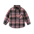 thumbnail image 1 of SERTG Kids Plaid Button Down Shirt Long Sleeve Collared Spring Fall Base Shirt Classic Top for Children 4-10 Years(Pink,6-7 Years), 1 of 3