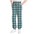 thumbnail image 1 of SERTG Kids Plaid Print Jogger Pants Elastic Waist Cuff Ankle Home Wear Fall Winter Casual Pants with Pockets for Boys and Girls 3-15 Years(Navy,5-6 Years), 1 of 6