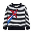 thumbnail image 1 of SERTG Kids Playful Print and Stripe Tee Shirt Long Sleeve Round Neck Fall Winter Comfortable Casual Top for Toddler Kids 2-8 Years(Black,4 Years), 1 of 4