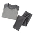thumbnail image 1 of SERTG Kids Round Neck Solid Color Thermal Base Layer Top and Bottoms Pants Set Fall Winter Cozy Warm Underwear Set for Children 2-14 Years(Dark Gray,11 Years), 1 of 7