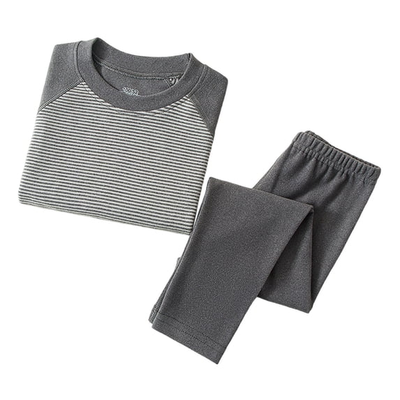 SERTG Kids Round Neck Solid Color Thermal Base Layer Top and Bottoms Pants Set Fall Winter Cozy Warm Underwear Set for Children 2-14 Years(Dark Gray,11 Years)