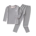thumbnail image 1 of SERTG Kids Round Neck Solid Color Thermal Base Layer Top and Bottoms Pants Set Fall Winter Cozy Warm Underwear Set for Children 2-16 Years(Gray#1,5 Years), 1 of 4