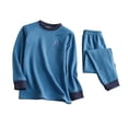 thumbnail image 1 of SERTG Kids Round Neck Solid Color Thermal Base Layer Top and Bottoms Pants Set Fall Winter Cozy Warm Underwear Set for Children 3-16 Years(Blue#2,13 Years), 1 of 4